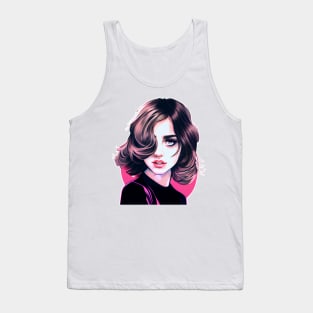 Ana de Armas Retro Vintage Modern Pop Art Design, Pink with Neutral Pastel Color Tones Tank Top